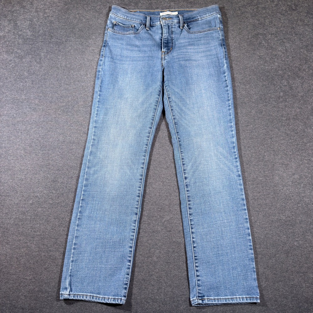 Levi's 314 Shaping Straight Jeans Women 30 Blue Mid Rise Stretch Denim Casual